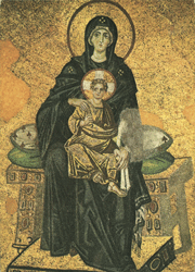 Богоматерь с Младенцем. Мозаика в апсиде собора Святой Софии в Константинополе. 867 г.