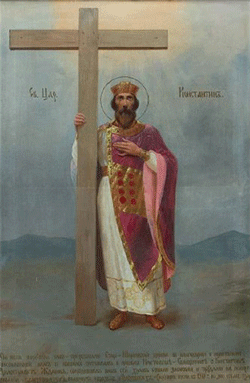 Икона равноапостольного царя Константина, написанная в память о постройке Свято-Успенской церкви в Шарковщине.
