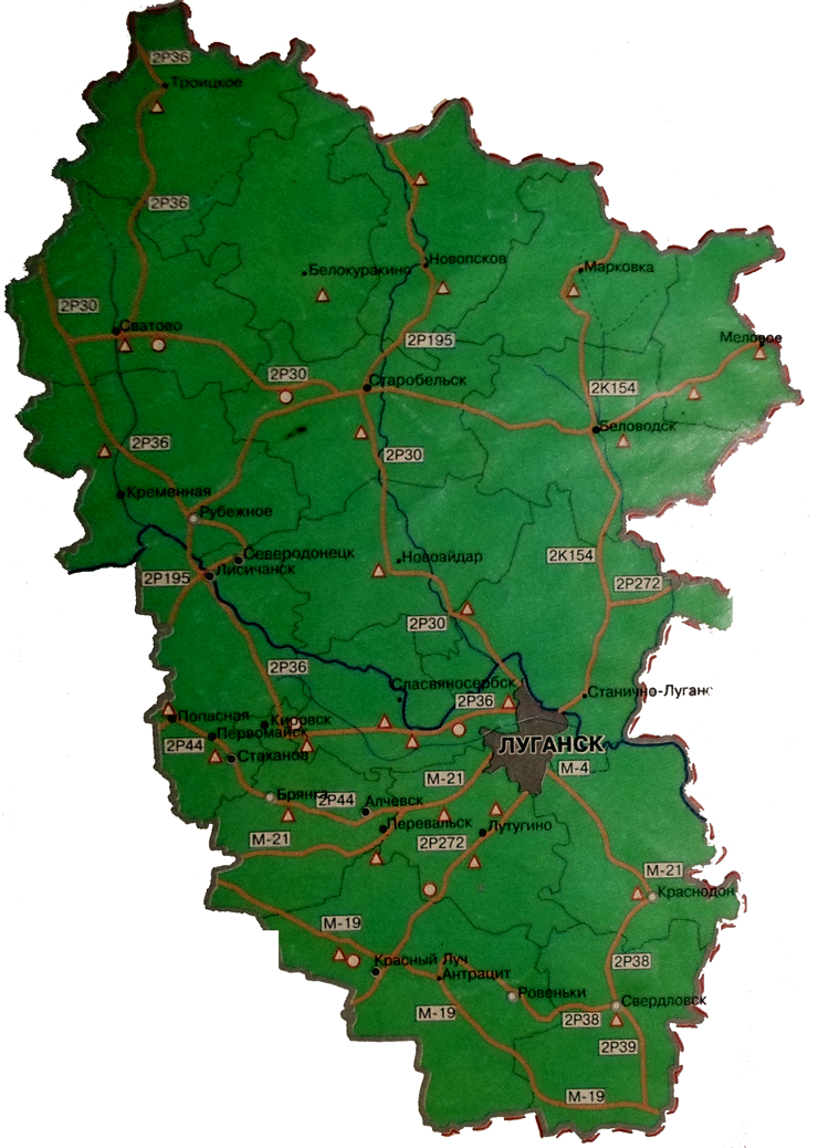 Карта-схема Луганской области