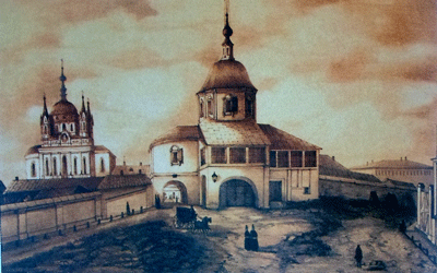 Зачатьевский монастырь. Гравюра XIX в.